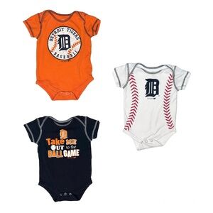 General Merchandise Newborn Shirts Bodysuit Size 12 M Orange Blue White Lot Of 3